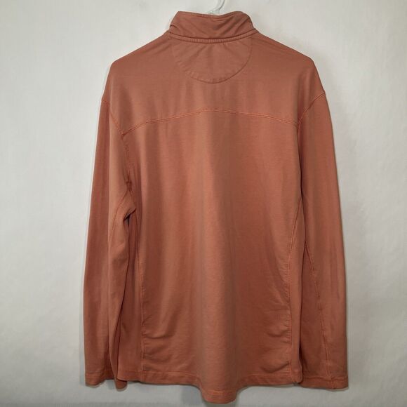 Johnston & Murphy 1/4 Zip Pullover Sweater Men Size Large Peach Orange Mock Neck - Picture 9 of 11